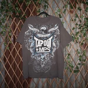 XXL - Vintage Y2K tap out MPS grunge 2000s mma skull t-shirt